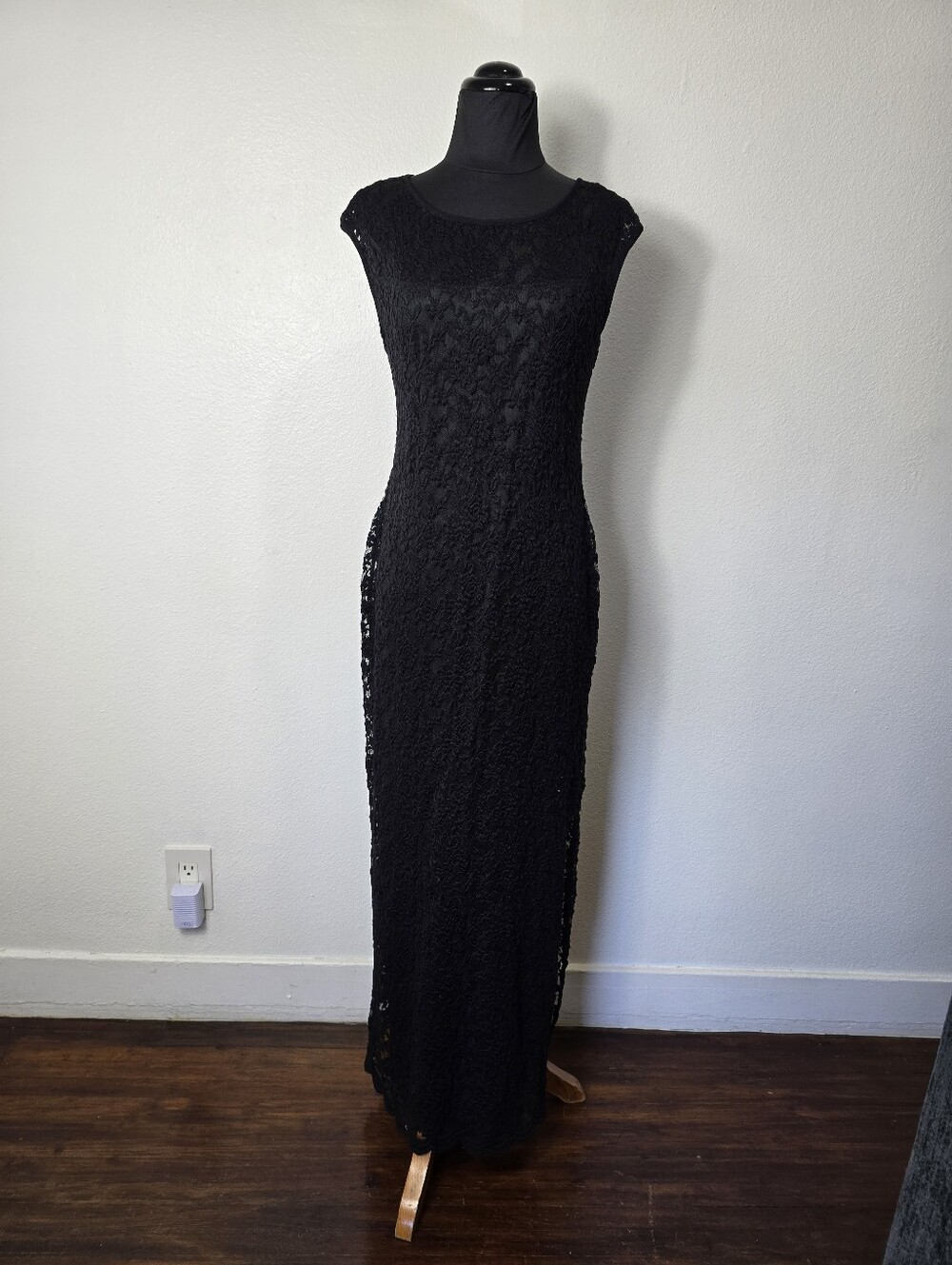 connected apparel Black Lace Maxi Dress